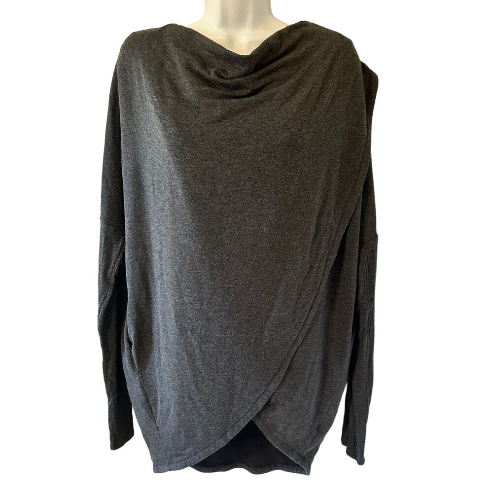 Athleta Purana Wrap Charcoal Gray Hooded Oversized Sweatshirt Size Small
